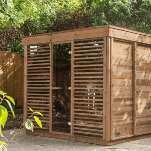 sauna seca de madeira em jardim